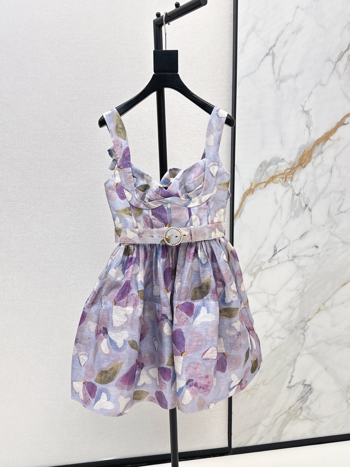 25ss Silk linen floral dress