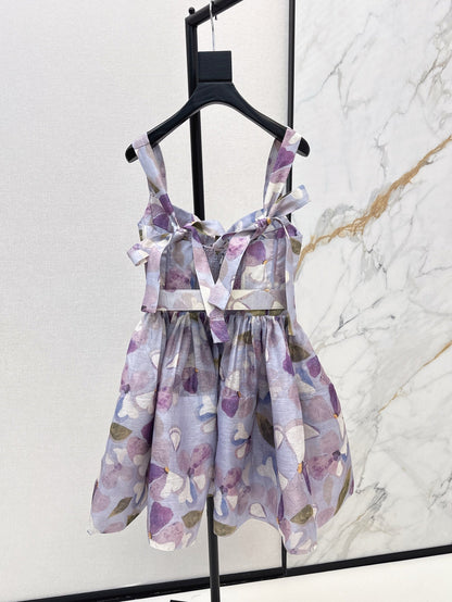 25ss Silk linen floral dress