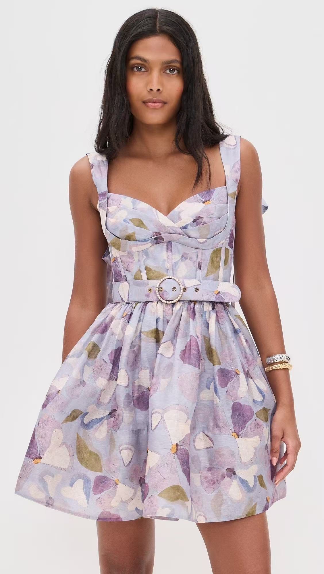 25ss Silk linen floral dress