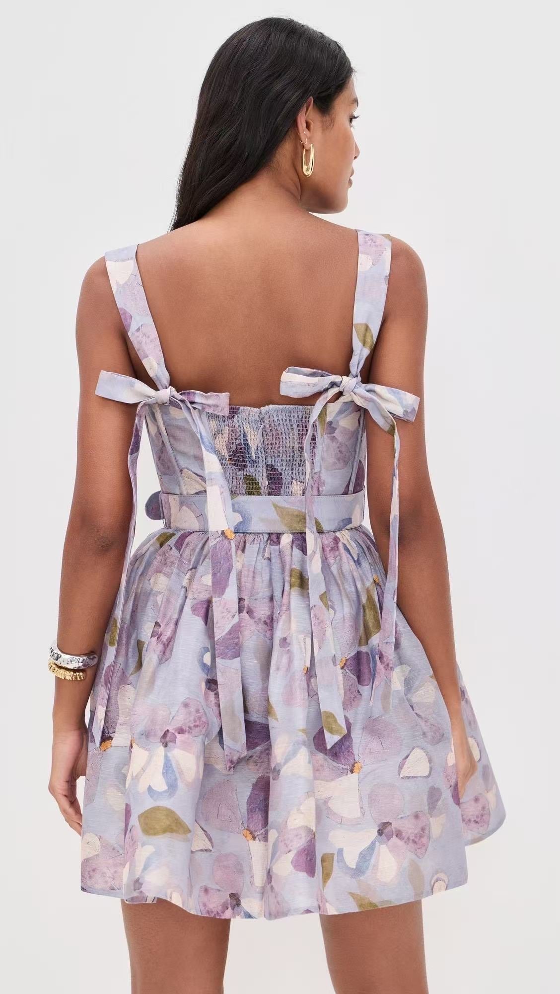 25ss Silk linen floral dress