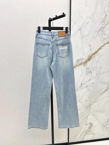 Minimalist Versatile Printed Straight-Leg Jeans
