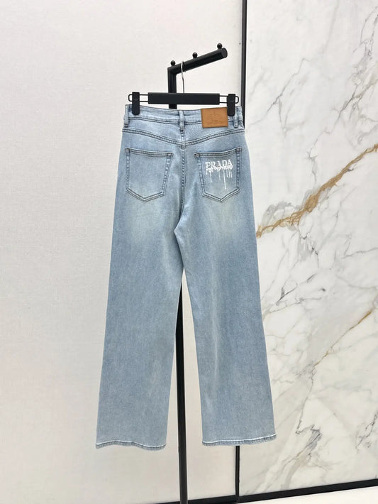 Minimalist Versatile Printed Straight-Leg Jeans