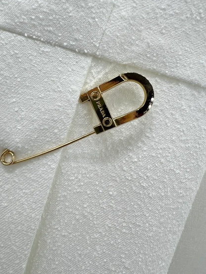 Elegant Brooch-Accented Brushed-Touch Dress