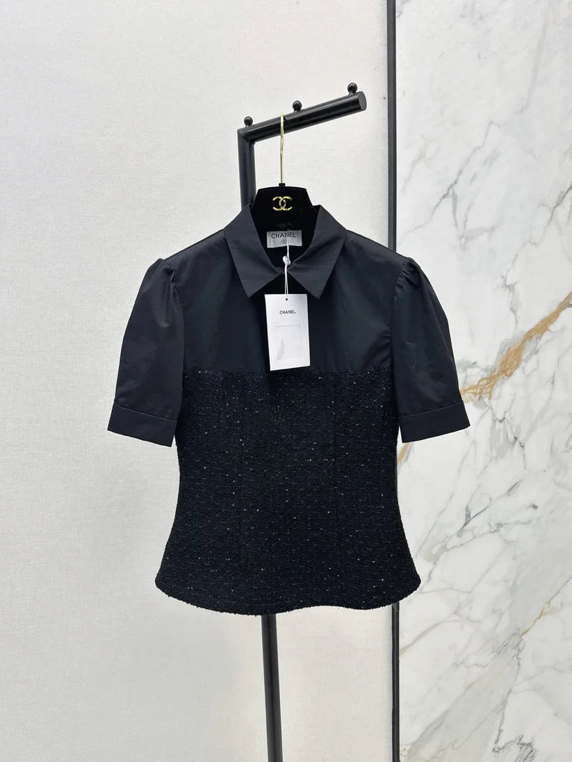 Refined Minimalist  Two-Tone Linen Top