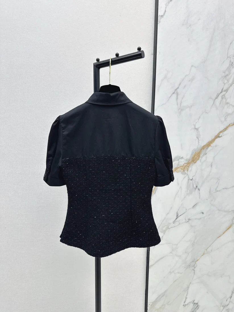 Refined Minimalist  Two-Tone Linen Top