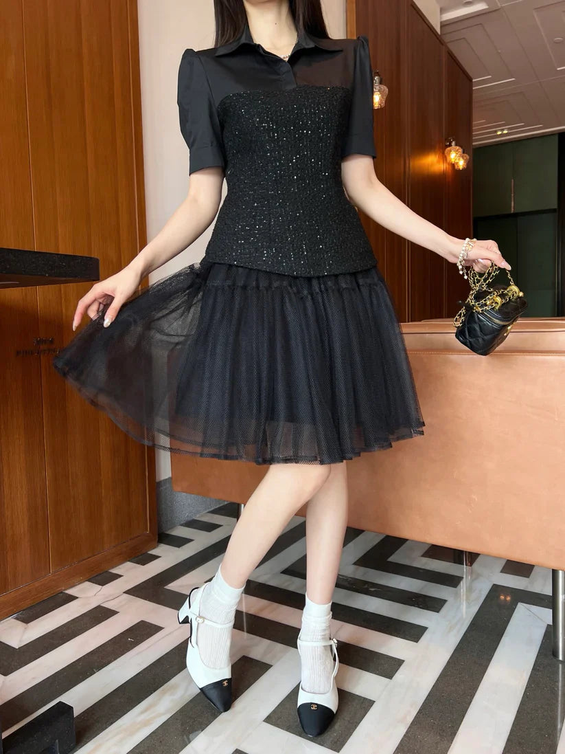 Refined Minimalist  Two-Tone Linen Top