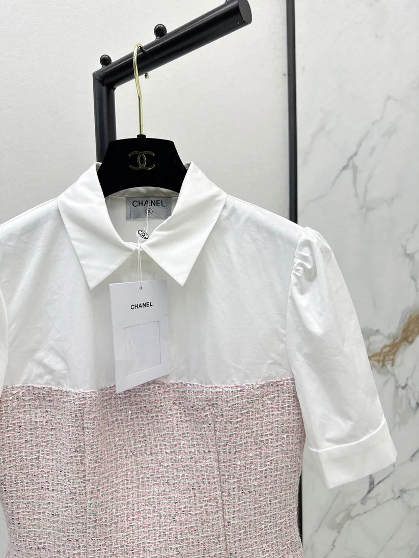 Refined Minimalist  Two-Tone Linen Top