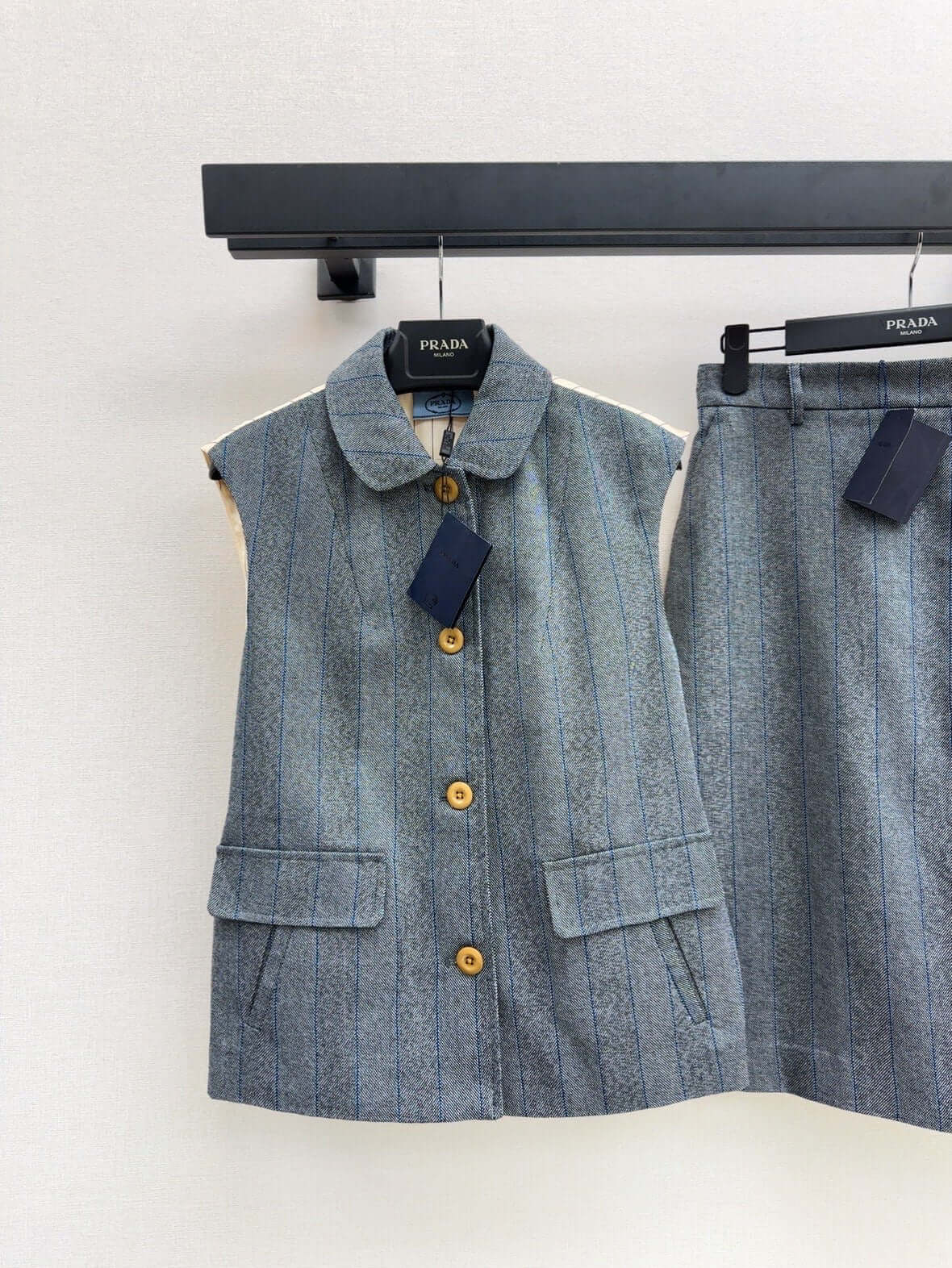 Premium Gray Striped Blazer Vest