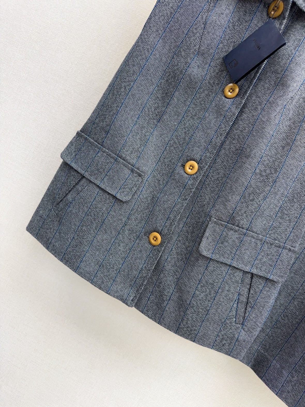 Premium Gray Striped Blazer Vest