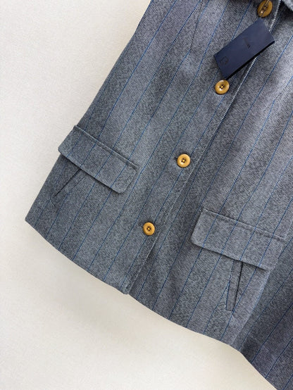 Premium Gray Striped Blazer Vest