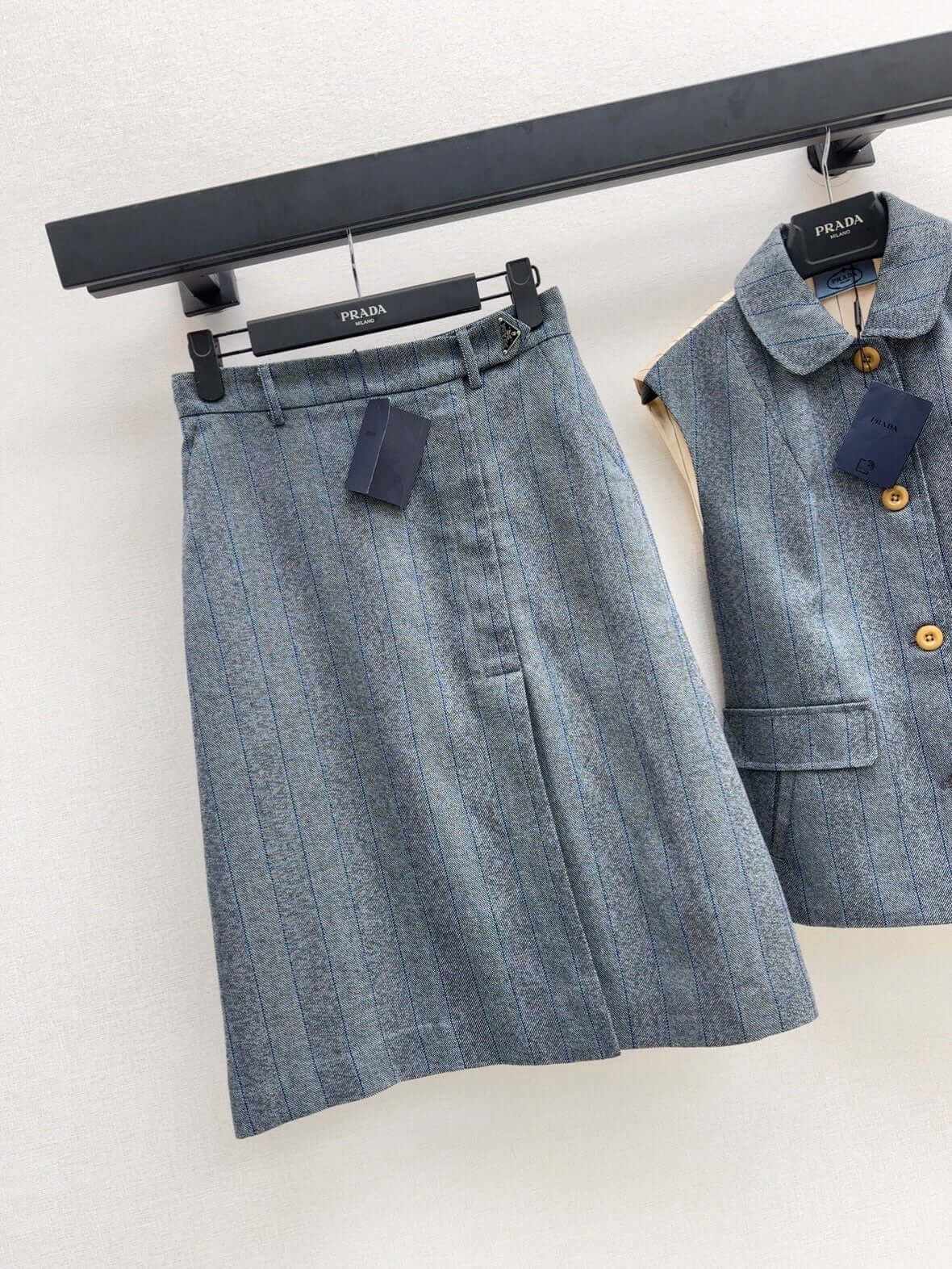 Premium Gray Striped Blazer Skirt