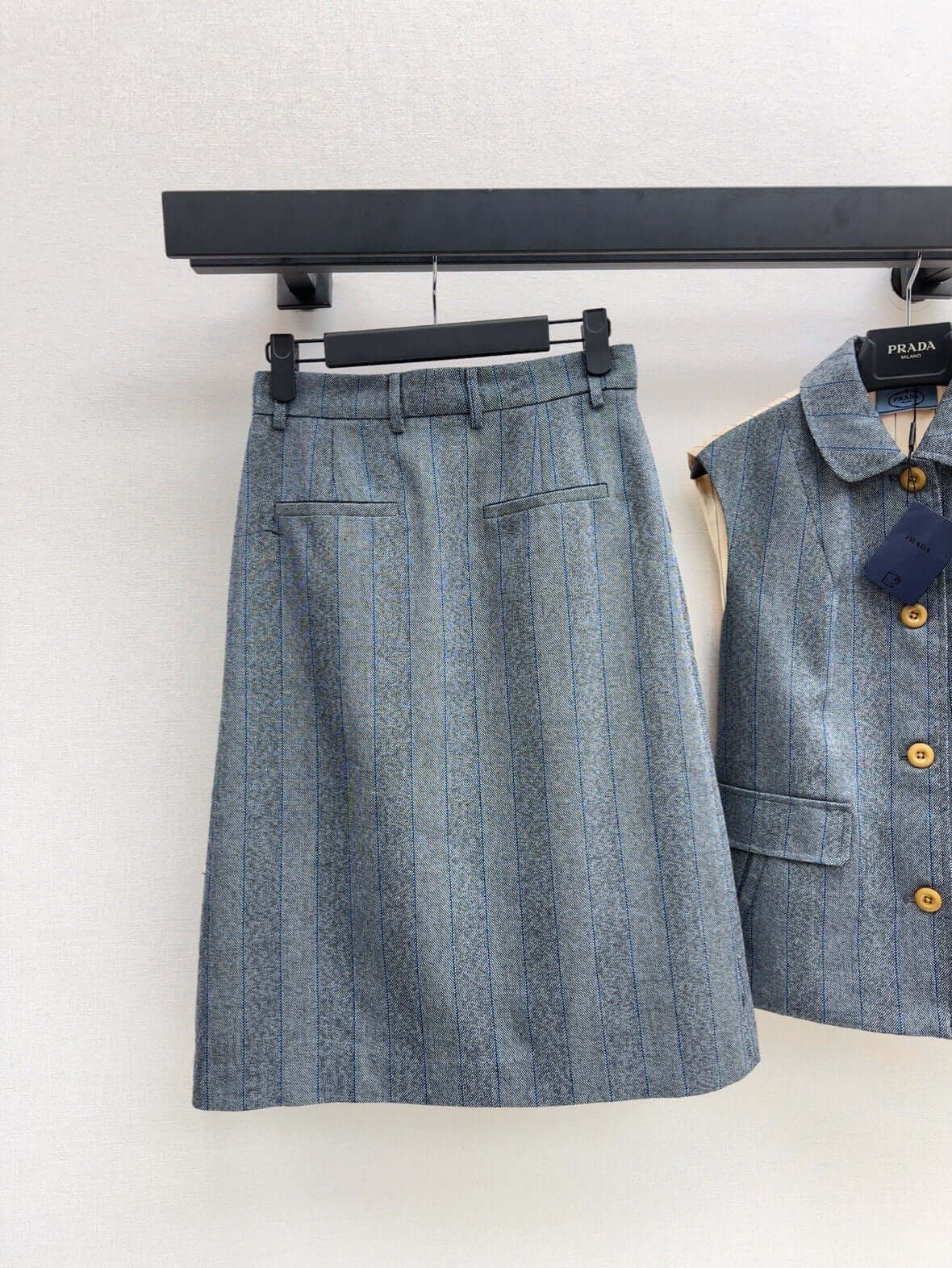 Premium Gray Striped Blazer Skirt