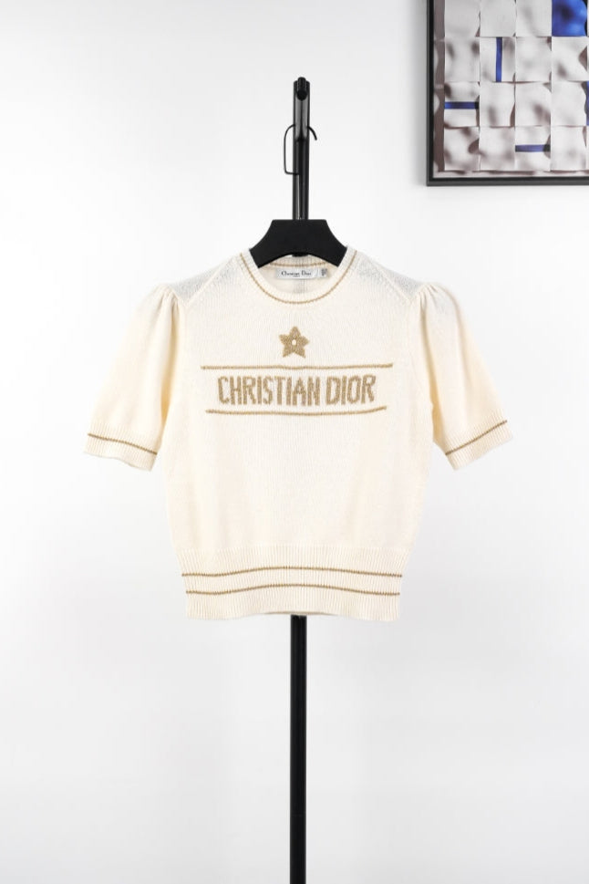 D 25ss wool embroidered knitted t-shirt