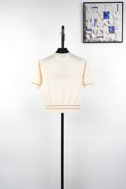 D 25ss wool embroidered knitted t-shirt