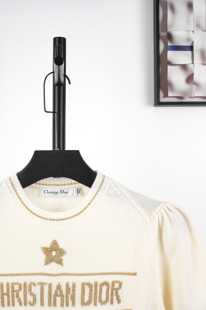 D 25ss wool embroidered knitted t-shirt