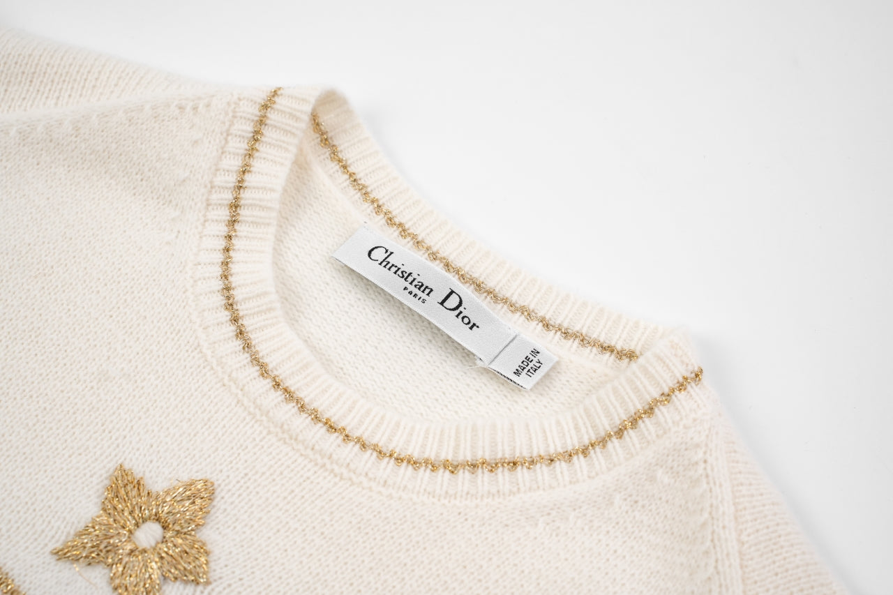 D 25ss wool embroidered knitted t-shirt