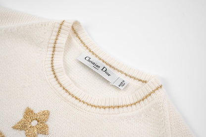 D 25ss wool embroidered knitted t-shirt