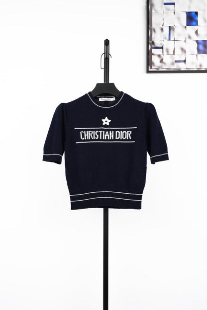 D 25ss wool embroidered knitted t-shirt