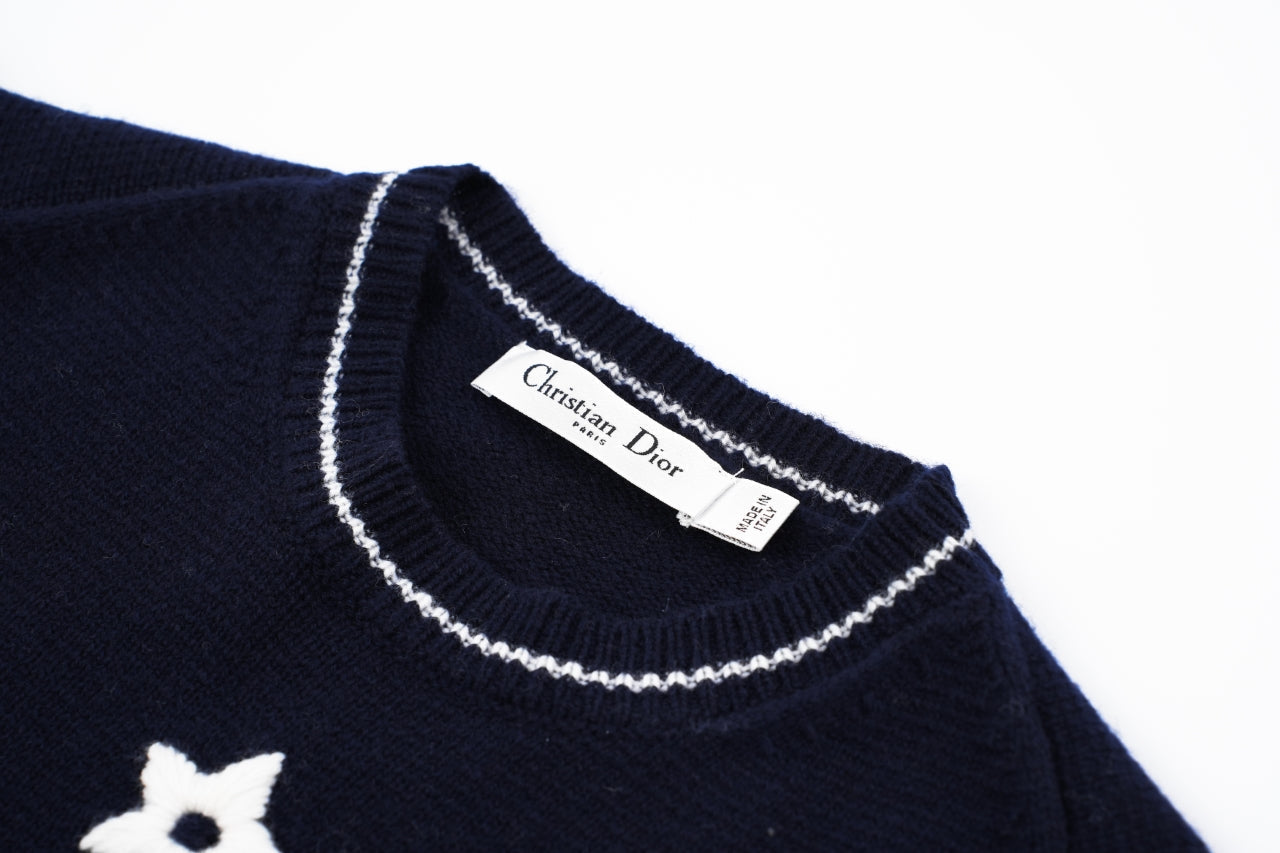 D 25ss wool embroidered knitted t-shirt