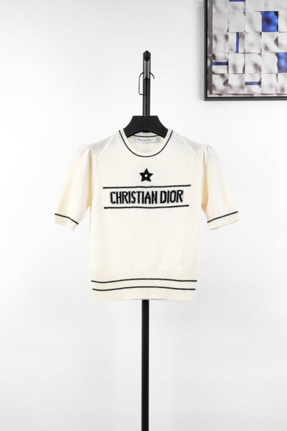 D 25ss wool embroidered knitted t-shirt