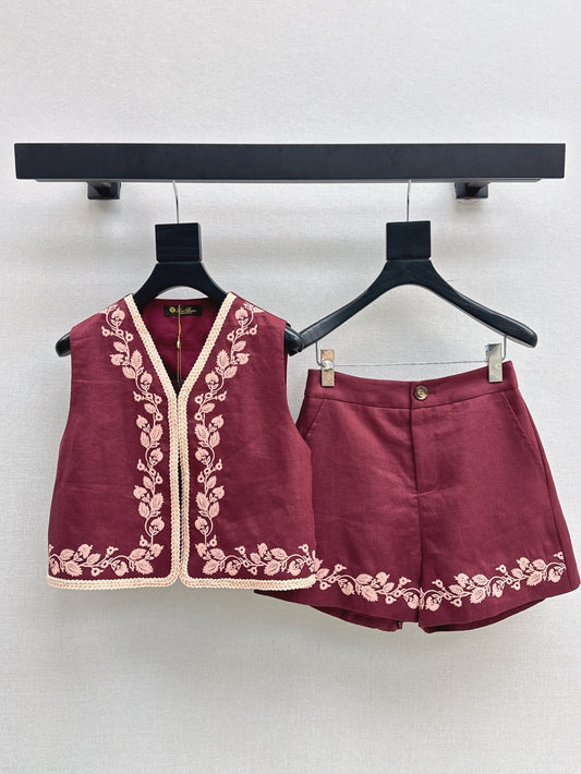 25ss linen embroidered suit