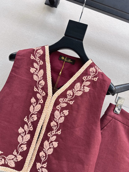 25ss linen embroidered suit
