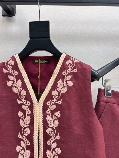 25ss linen embroidered suit