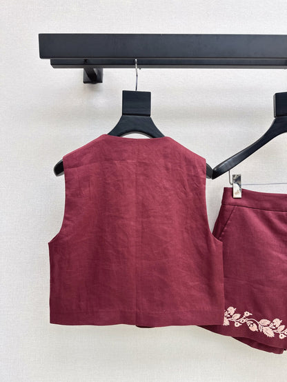 25ss linen embroidered suit