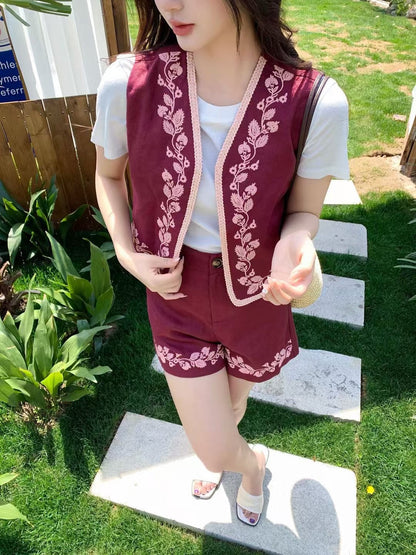 25ss linen embroidered suit