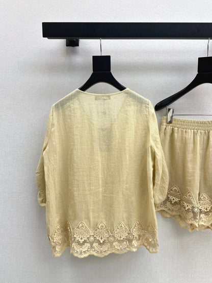 25ss linen lace suit