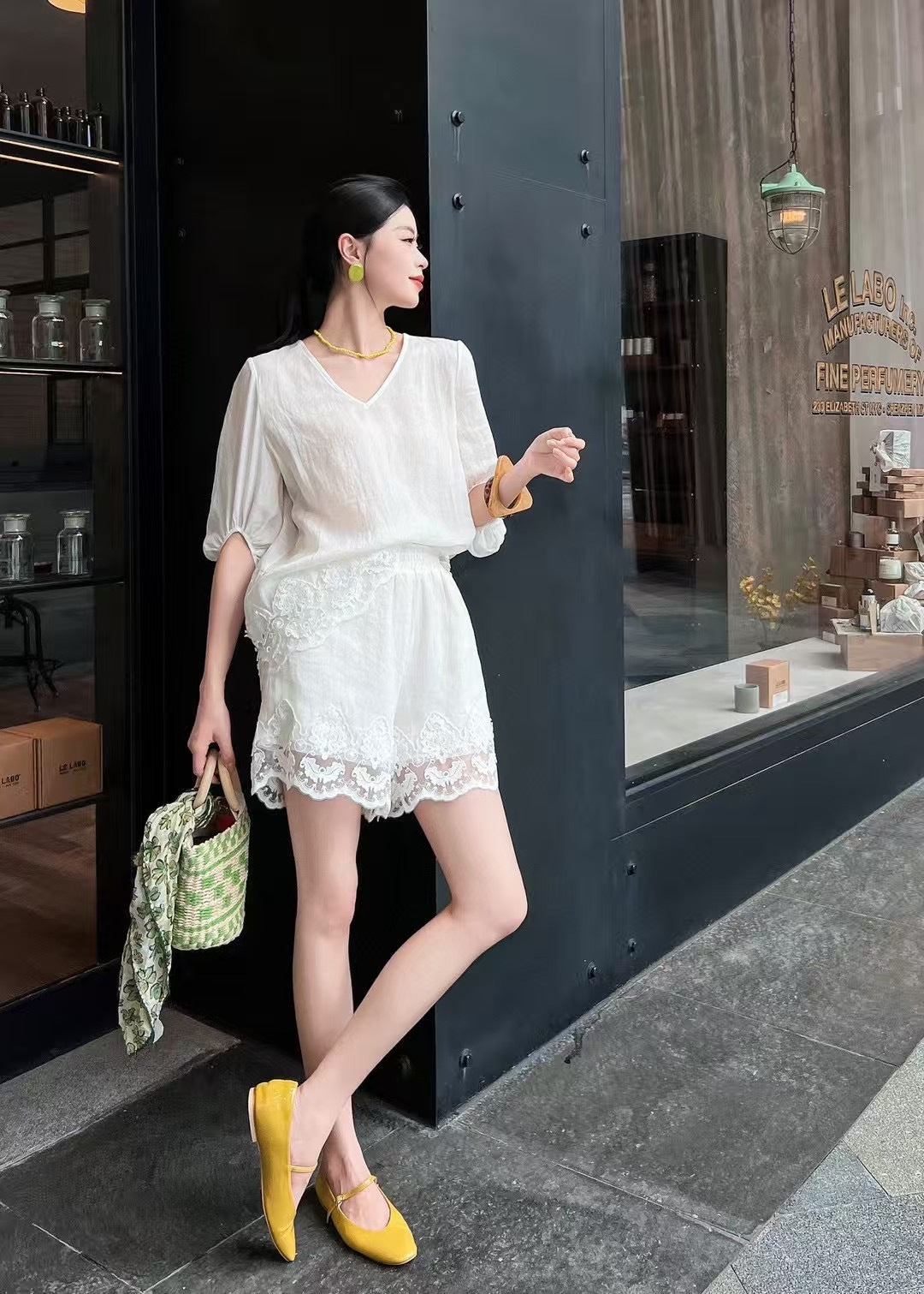 25ss linen lace suit