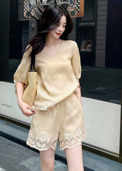 25ss linen lace suit