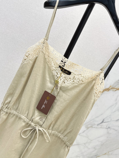 25ss lace linen jumpsuit