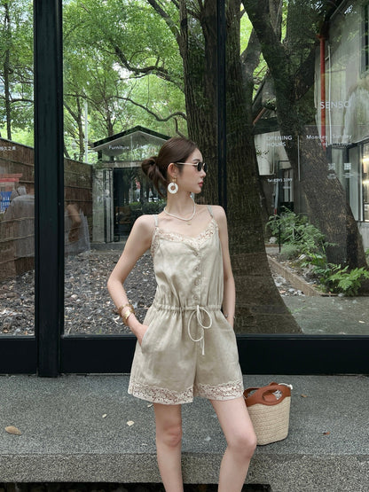 25ss lace linen jumpsuit