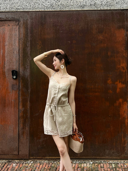 25ss lace linen jumpsuit