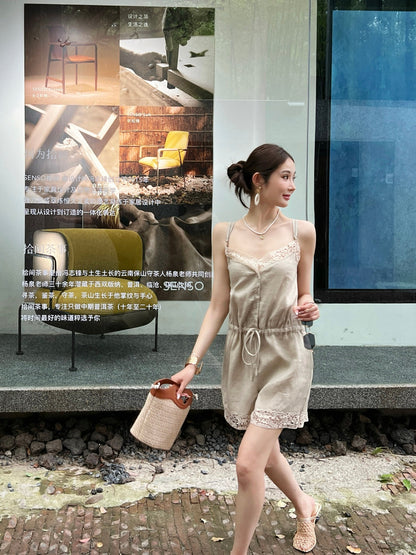 25ss lace linen jumpsuit