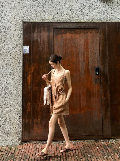 25ss lace linen jumpsuit