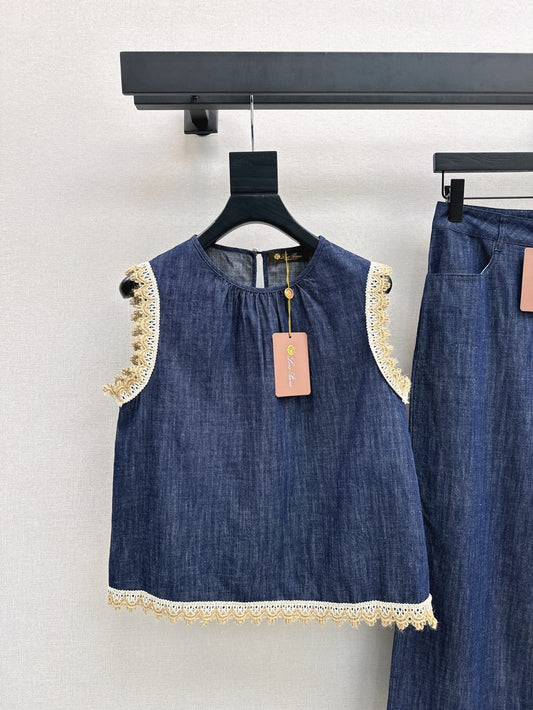 25ss denim lace vest