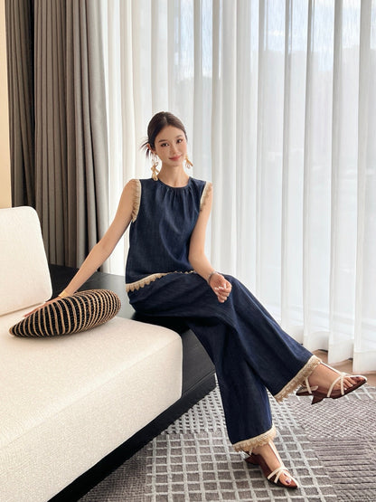 25ss denim lace vest