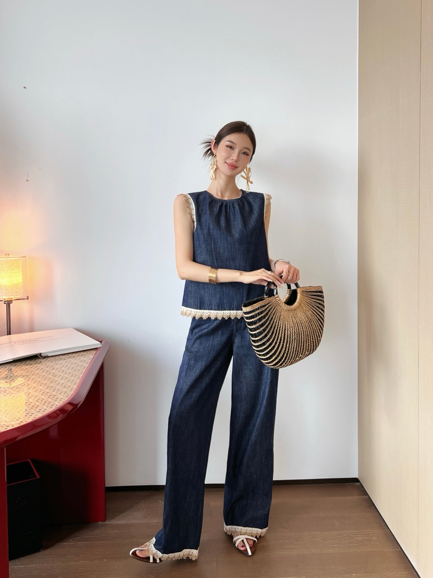 25ss denim lace vest