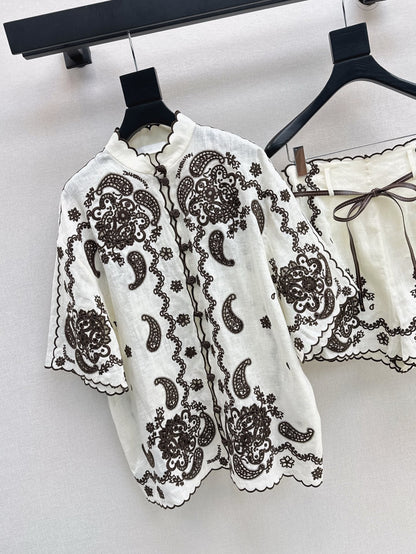 25ss linen embroidered shirt