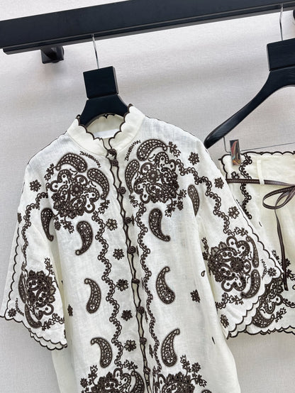 25ss linen embroidered shirt