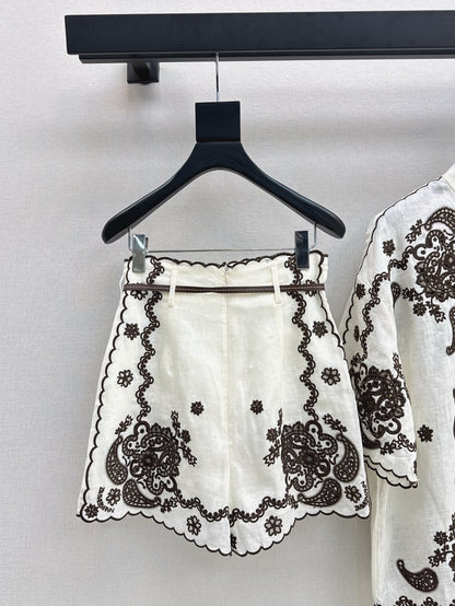 25ss linen embroidered short