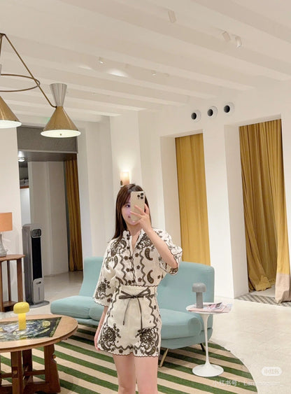 25ss linen embroidered short