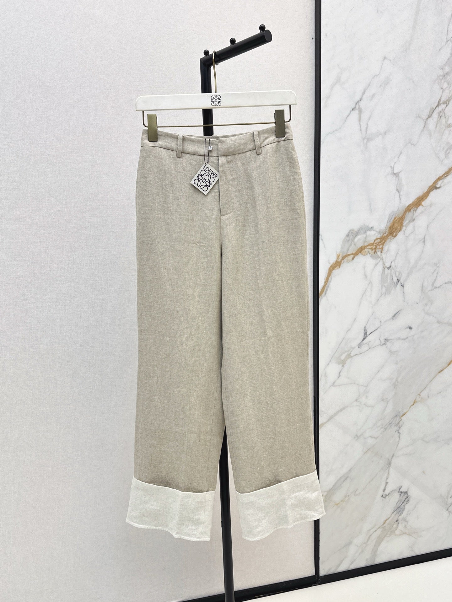 25ss Linen rolled-up pants