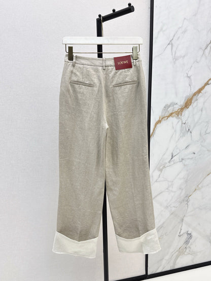 25ss Linen rolled-up pants