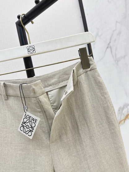 25ss Linen rolled-up pants