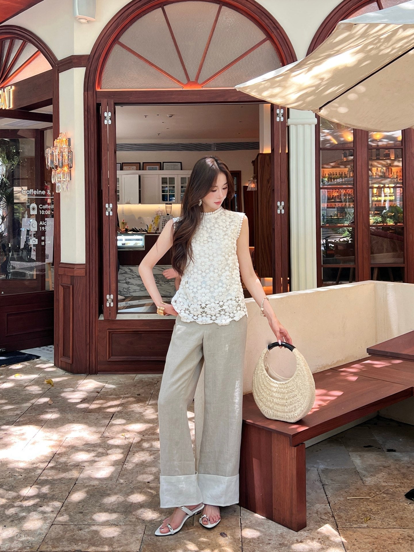 25ss Linen rolled-up pants