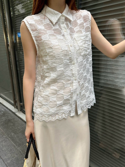 25ss jacquard lace vest