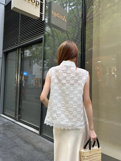 25ss jacquard lace vest